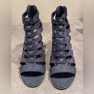 Indigo Dark Blue Gladiator Ankle Boots